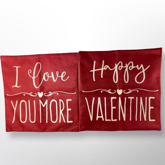 Other - Valentine’s Decorative Throw Pillowcases I Love You More & Happy Valentine 2 Pcs